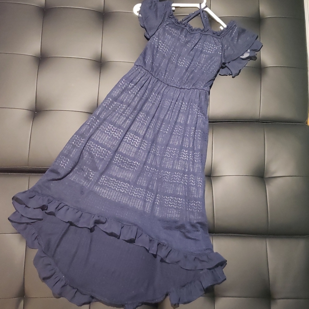Sweet Heart Rose Navy Dress w/Hi-Lo Hem (Sz 10)